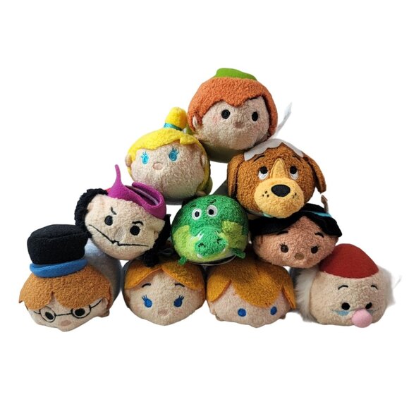 Disney Peter Pan Mini Plush Lot of 10 Tinkerbell Captain Hook John Tsum Tsum NEW - Picture 1 of 16